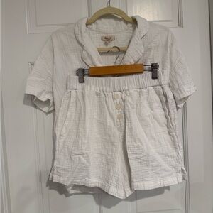 Madewell White Gauze Button-Front Top & Shorts Set – XS